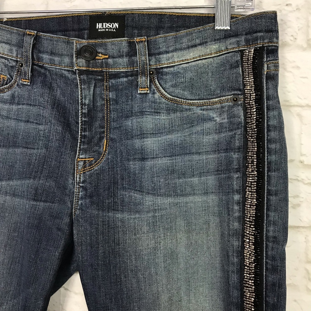 Hudson Luna Crop Super Skinny Glam Beaded Jeans 29 - Picture 3 of 8